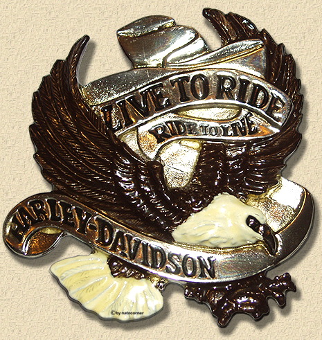 LIVE TO RIDE, RIDE TO LIVE -Harley Davidson; Gürtelschnallen der 80iger Jahre der Raintree Buckle & Jewelry, Inc.