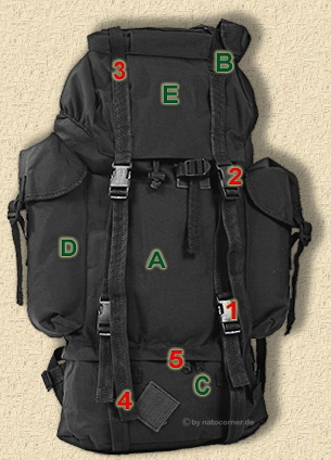 Der Einsatztucksack, Typ Bundeswehr in der Farbe schwarz, auch mit verstärkter Gurtaufnahme erhältlich