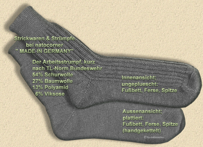 Der Bundeswehr Arbeitsstrumpf -unverwüstliches Schurwollmischgewebe
